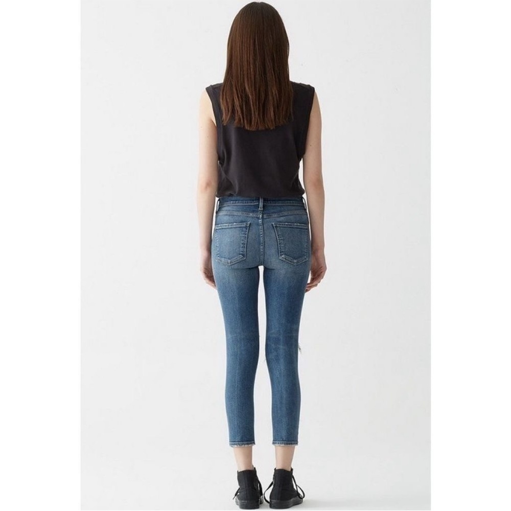 AGOLDE Distressed High Rise Ankle Crop Jeans 25 Distressed Destroyed 25
